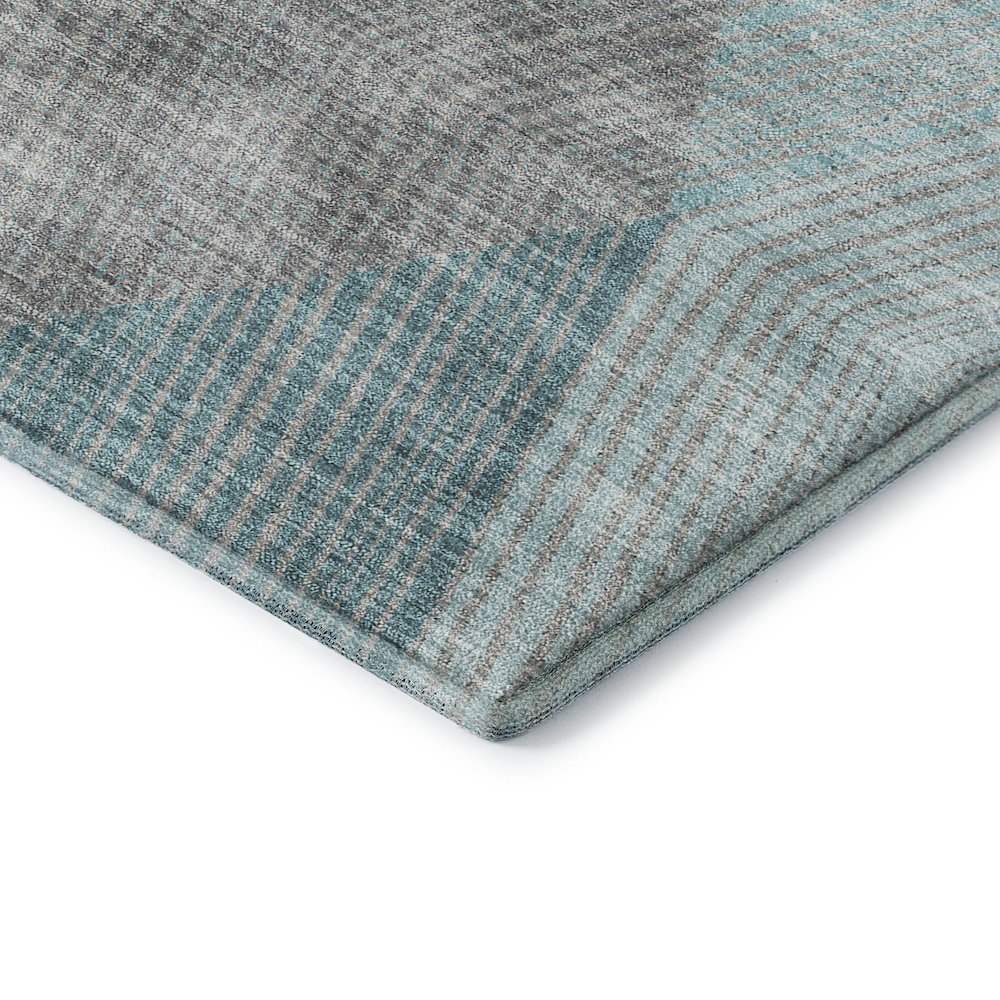 Luxury Washable Indoor/Outdoor The Reserve Turquoise 8' x 10' Rug. Picture 2