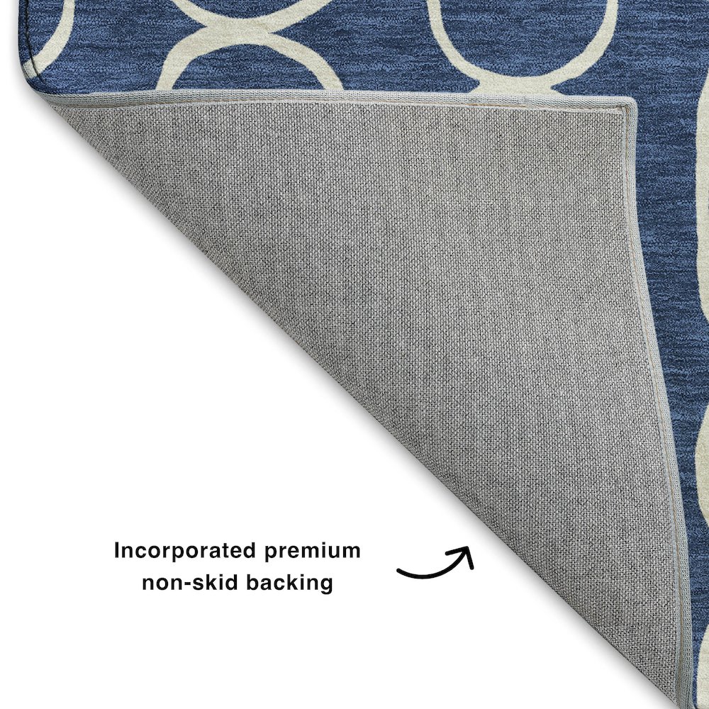 Luxury Washable Indoor/Outdoor The Reserve Navy 8' x 10' Rug. Picture 4