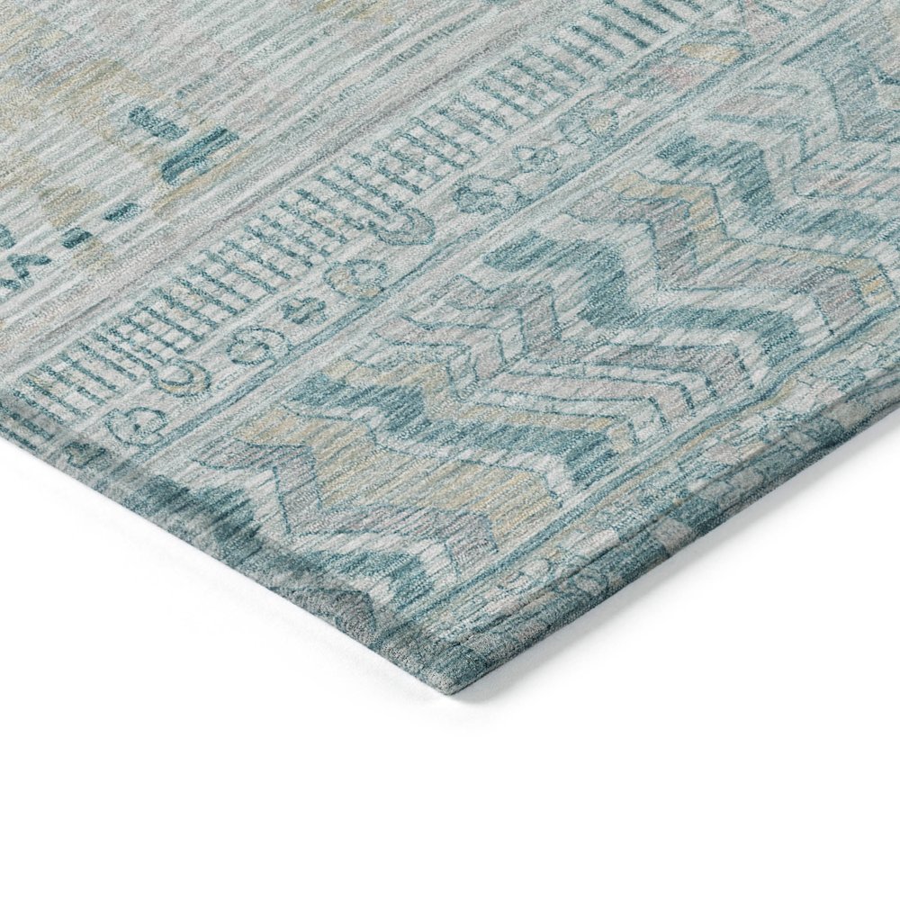 Machine Washable Indoor/Outdoor Chantille Teal 9' x 12' Rug. Picture 3