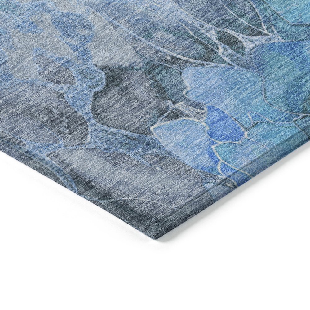 Machine Washable Indoor/Outdoor Chantille Blue 9' x 12' Rug. Picture 3