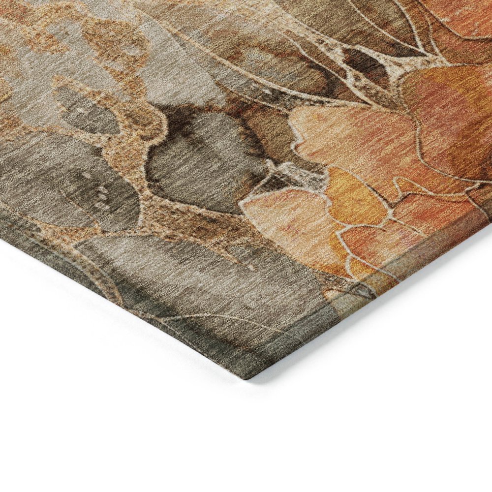 Machine Washable Indoor/Outdoor Chantille Orange 9' x 12' Rug. Picture 3
