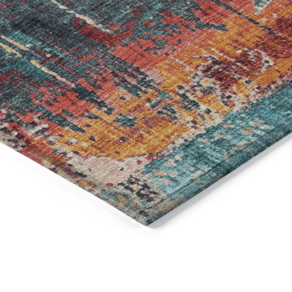 Machine Washable Indoor/Outdoor Chantille Teal 9' x 12' Rug. Picture 3