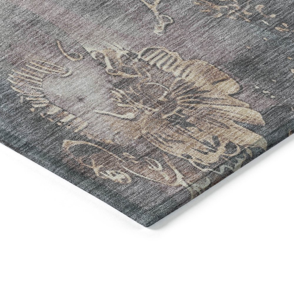 Machine Washable Indoor/Outdoor Chantille Gray 9' x 12' Rug. Picture 3