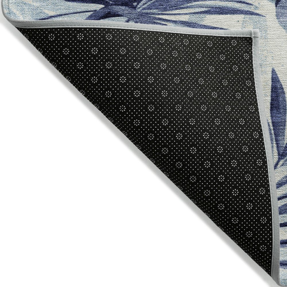 Machine Washable Indoor/Outdoor Chantille Blue 9' x 12' Rug. Picture 2