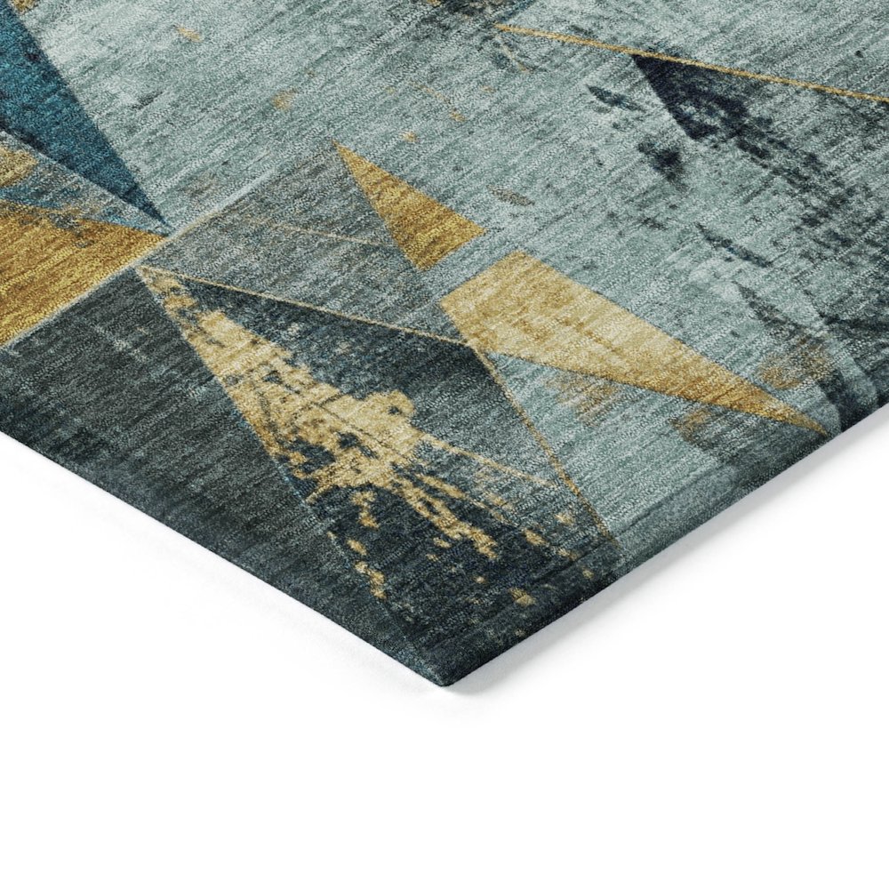 Machine Washable Indoor/Outdoor Chantille Teal 9' x 12' Rug. Picture 3