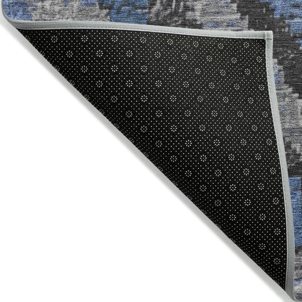 Machine Washable Indoor/Outdoor Chantille Blue 9' x 12' Rug. Picture 2