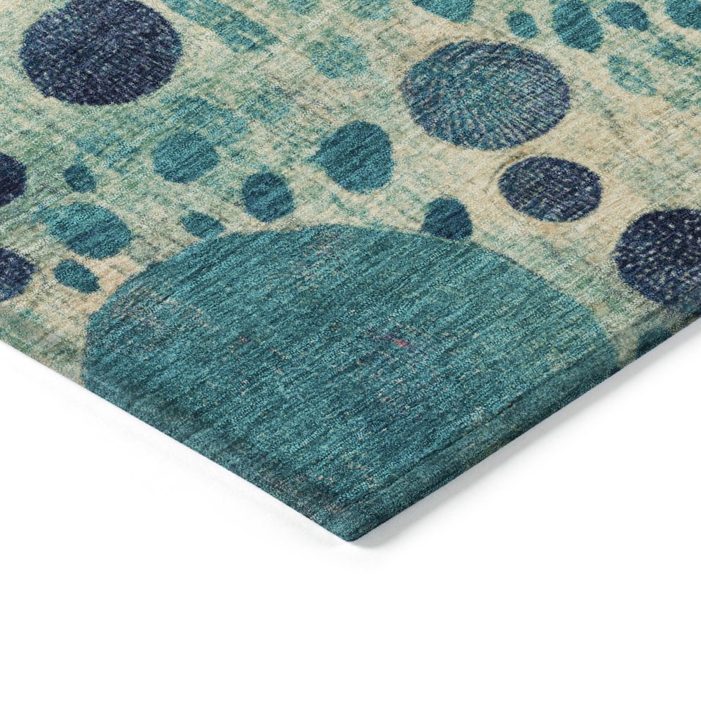Machine Washable Indoor/Outdoor Chantille Teal 9' x 12' Rug. Picture 3