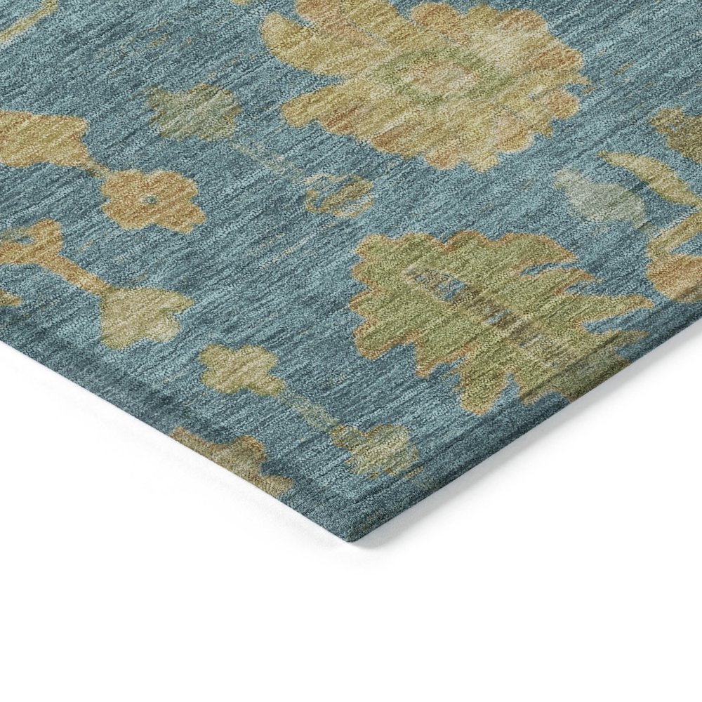 Machine Washable Indoor/Outdoor Chantille Teal 9' x 12' Rug. Picture 3