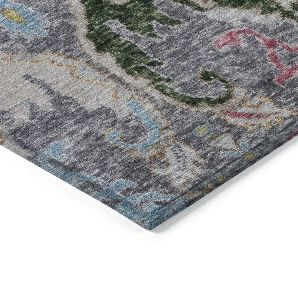 Machine Washable Indoor/Outdoor Chantille Gray 9' x 12' Rug. Picture 3