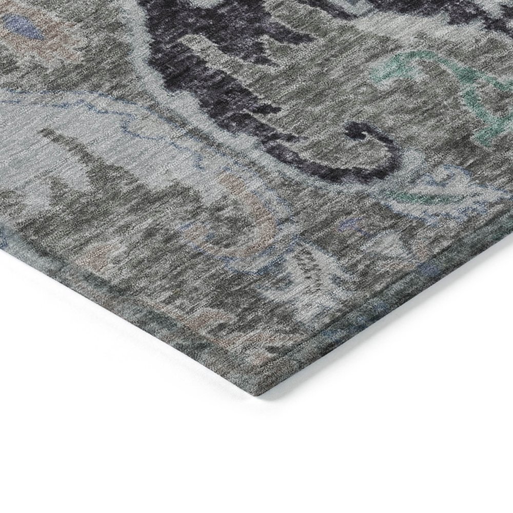 Machine Washable Indoor/Outdoor Chantille Pewter 9' x 12' Rug. Picture 3