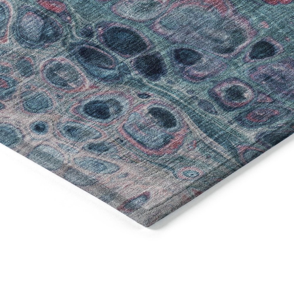 Machine Washable Indoor/Outdoor Chantille Teal 9' x 12' Rug. Picture 3