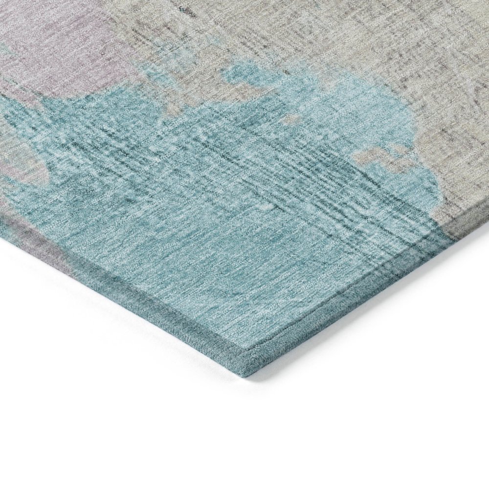 Machine Washable Indoor/Outdoor Chantille Teal 9' x 12' Rug. Picture 3