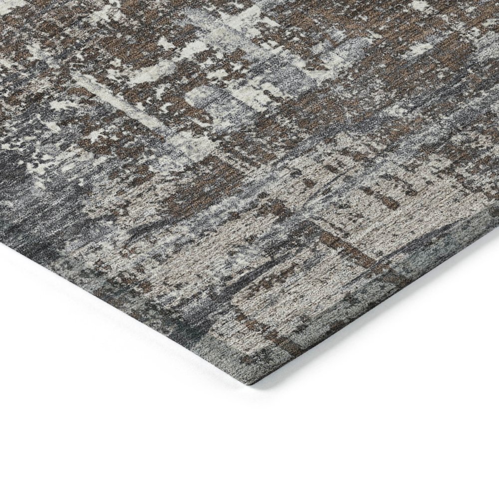 Machine Washable Indoor/Outdoor Chantille Brown 9' x 12' Rug. Picture 3