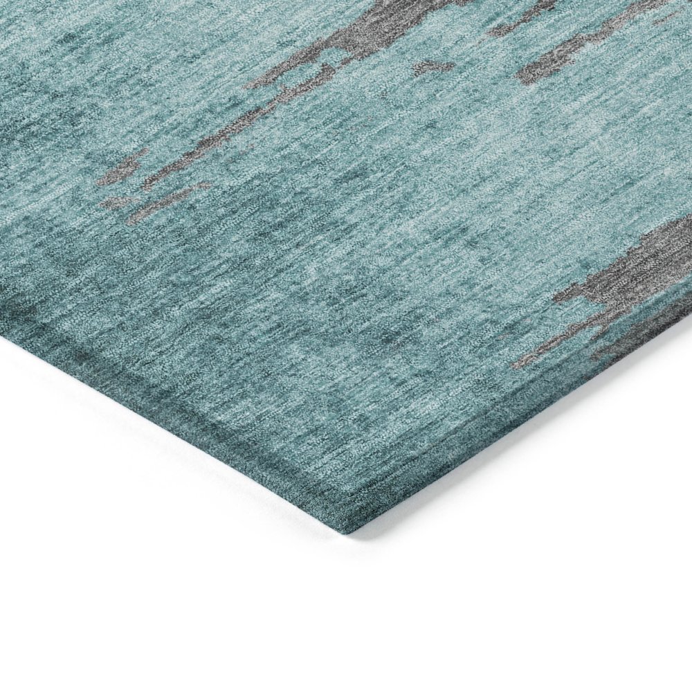 Machine Washable Indoor/Outdoor Chantille Teal 9' x 12' Rug. Picture 3