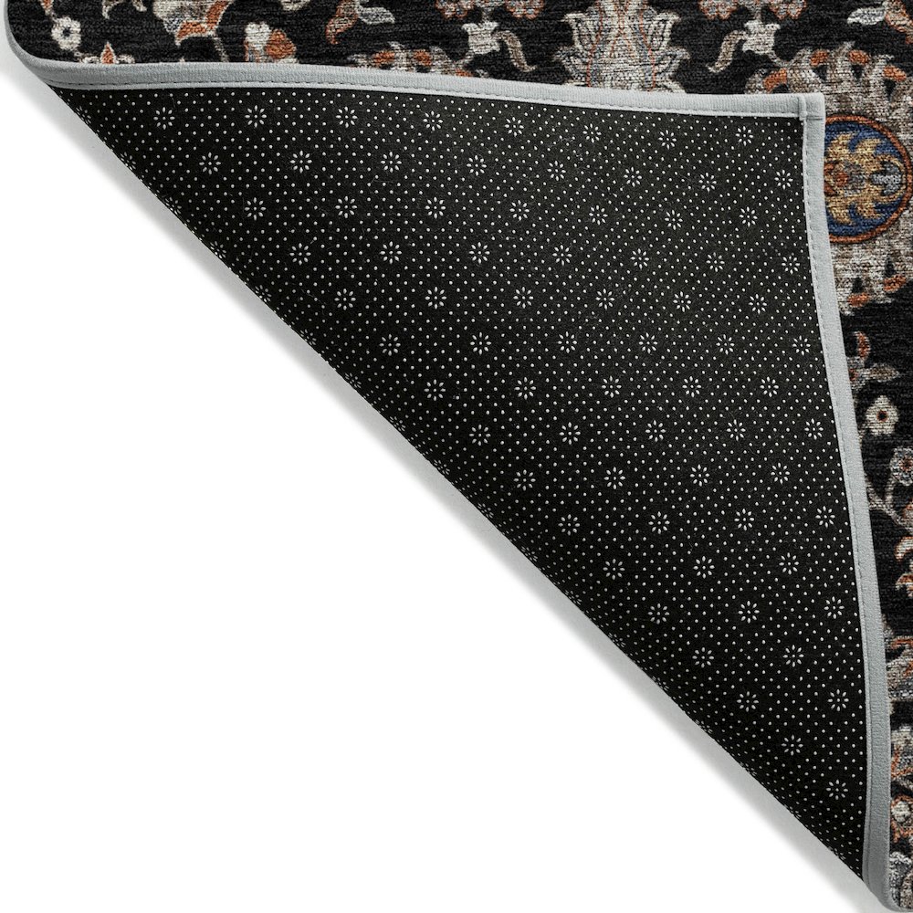 Machine Washable Indoor/Outdoor Chantille ACN2192 Black 9' x 12' Rug. Picture 2