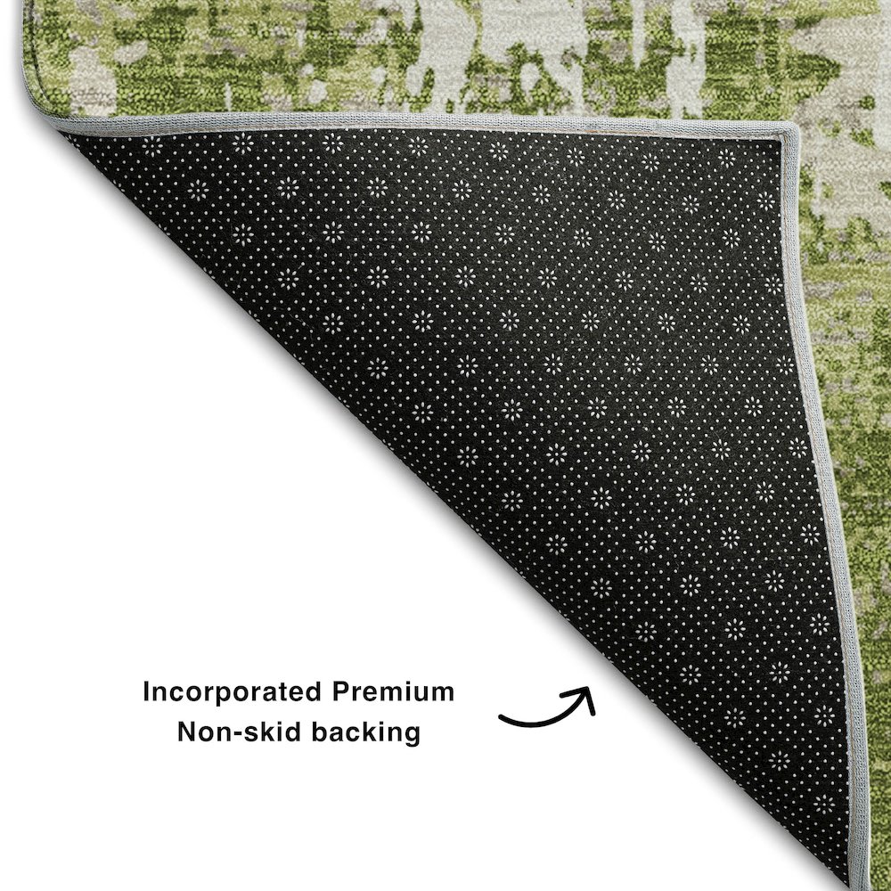 Premium Machine Washable Mayfield AMF1008 Green 9' x 12' Rug. Picture 2
