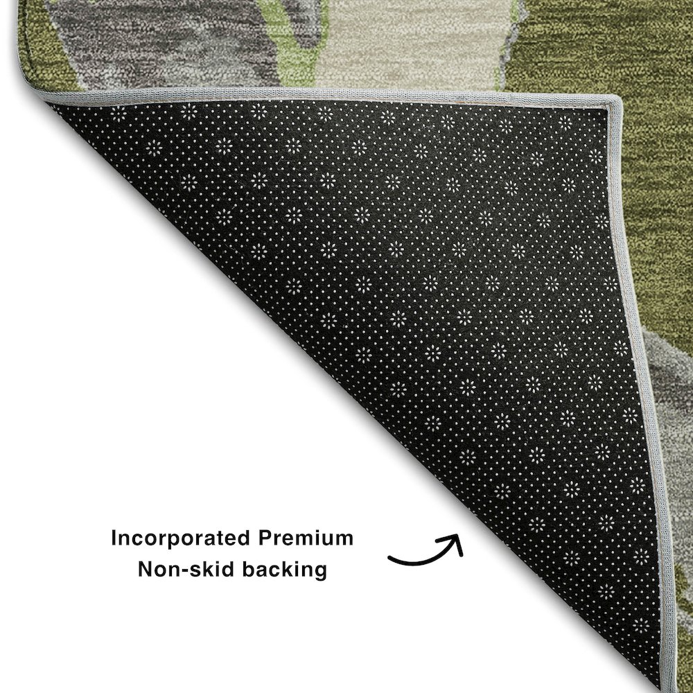 Premium Machine Washable Mayfield AMF1022 Olive 9' x 12' Rug. Picture 2