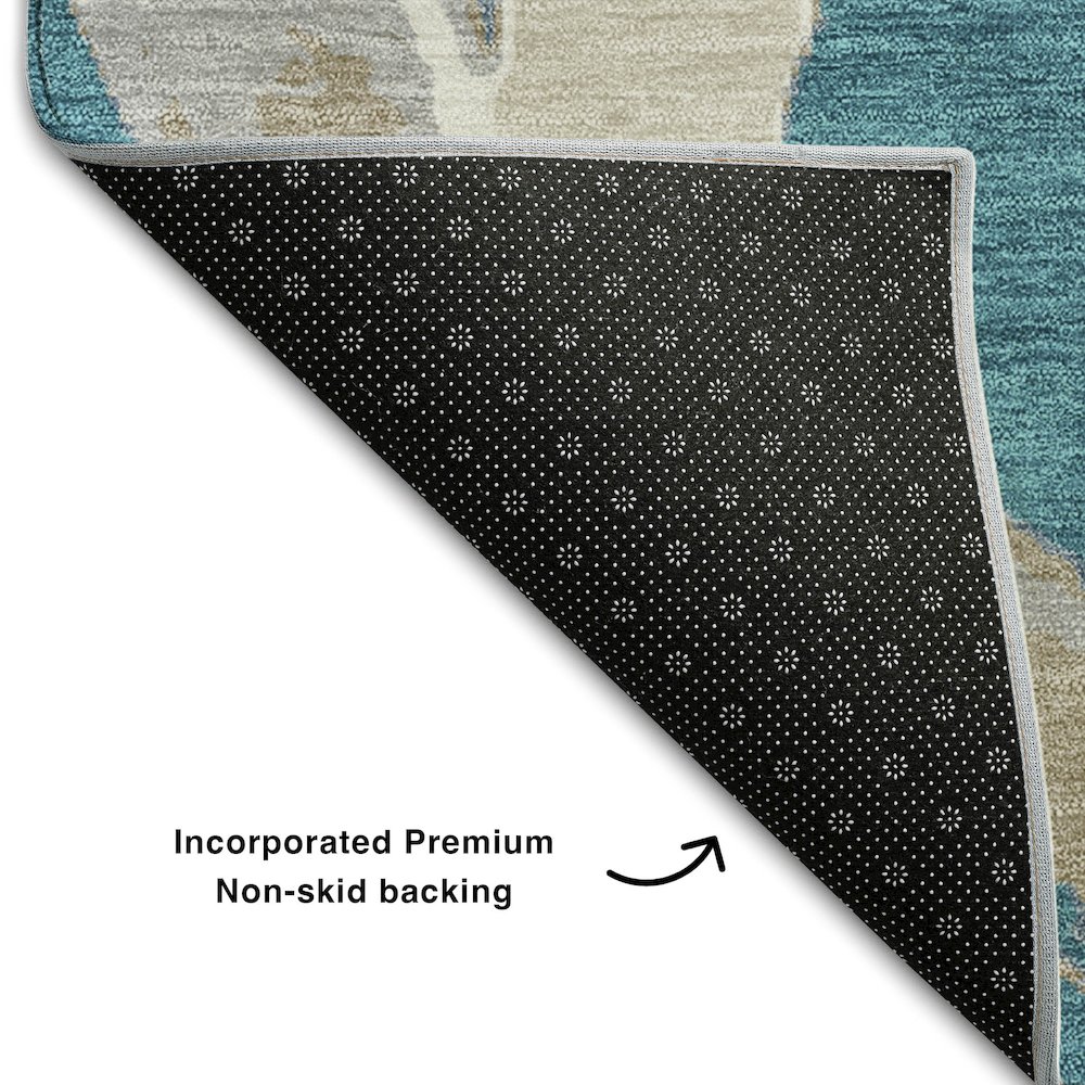 Premium Machine Washable Mayfield AMF1022 Teal 9' x 12' Rug. Picture 2