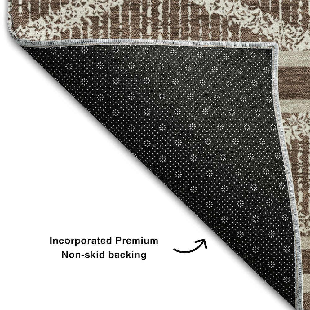 Premium Machine Washable Mayfield AMF1029 Brown 9' x 12' Rug. Picture 2