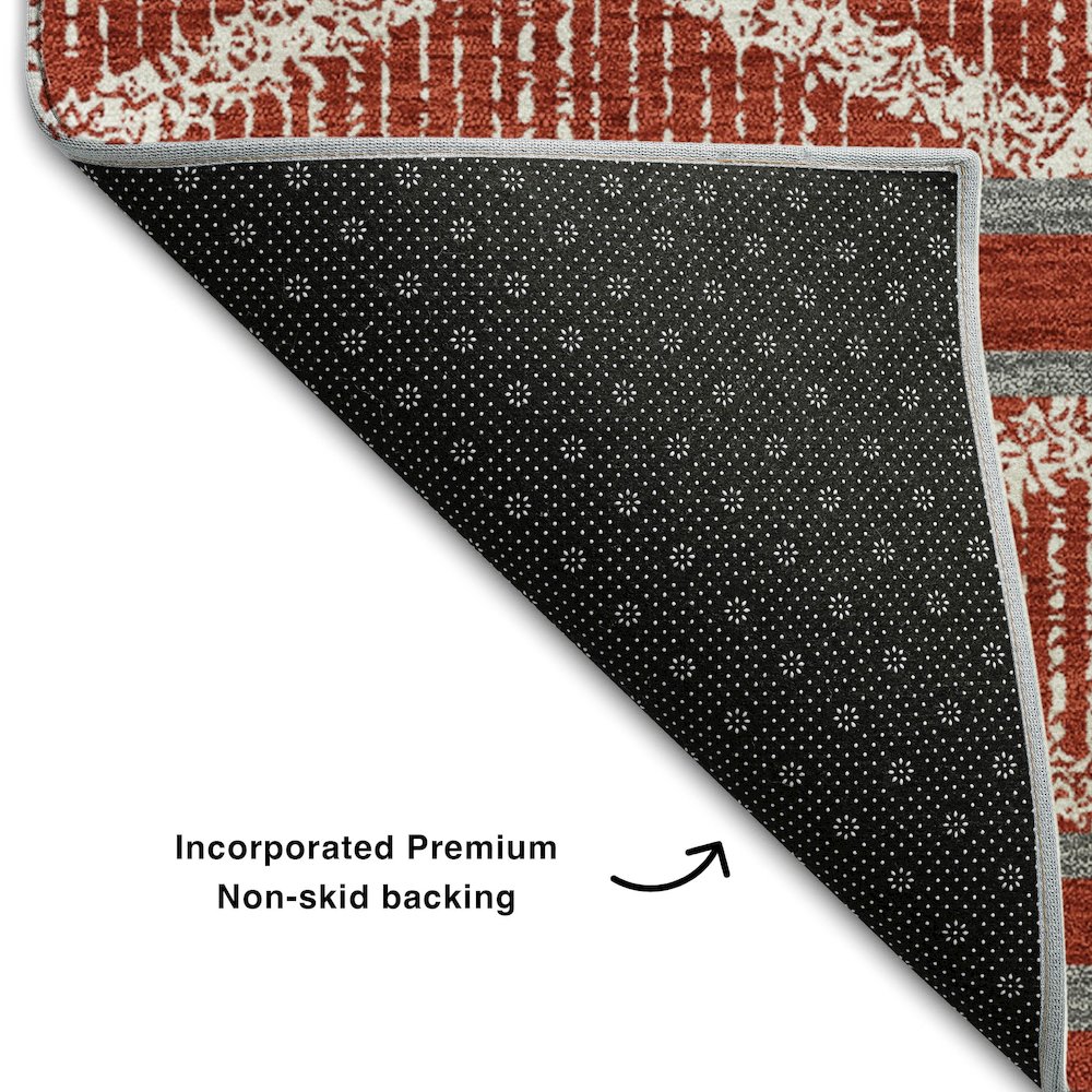 Premium Machine Washable Mayfield AMF1029 Red 9' x 12' Rug. Picture 2