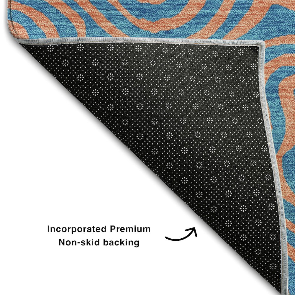 Premium Machine Washable Mayfield AMF1031 Teal 9' x 12' Rug. Picture 2