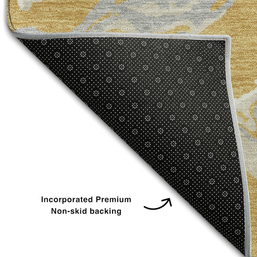 Premium Machine Washable Mayfield AMF1035 Gold 9' x 12' Rug. Picture 2