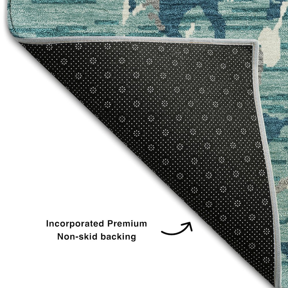 Premium Machine Washable Mayfield AMF1046 Teal 9' x 12' Rug. Picture 2