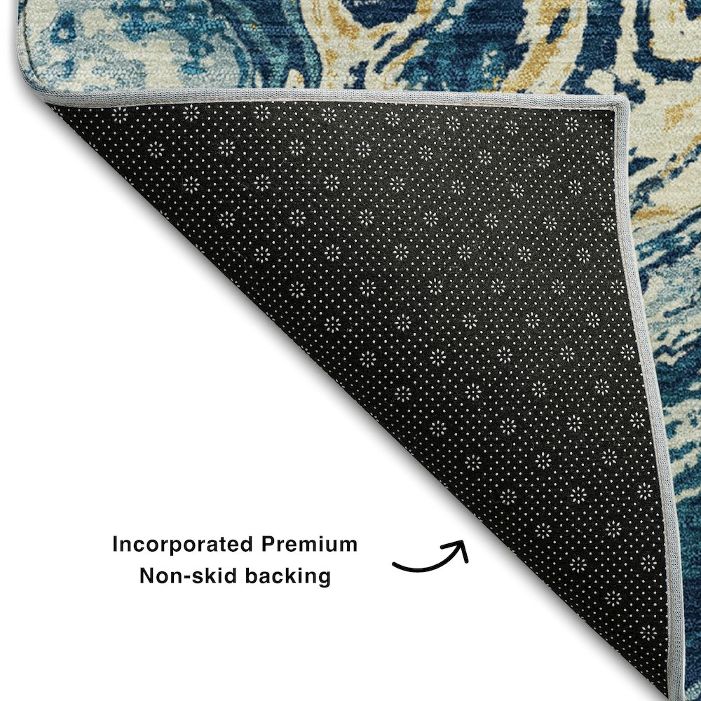 Premium Machine Washable Mayfield AMF1061 Navy 9' x 12' Rug. Picture 2