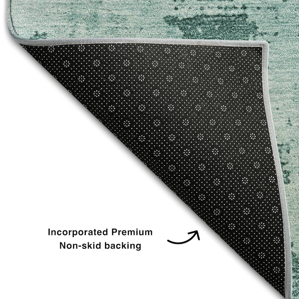 Premium Machine Washable Mayfield AMF1062 Teal 9' x 12' Rug. Picture 2