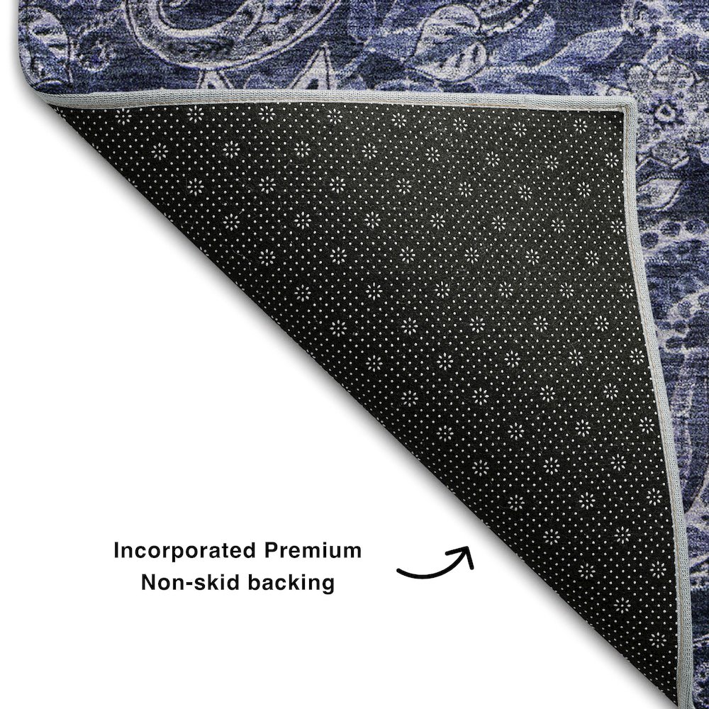 Premium Machine Washable Mayfield AMF1078 Navy 9' x 12' Rug. Picture 2
