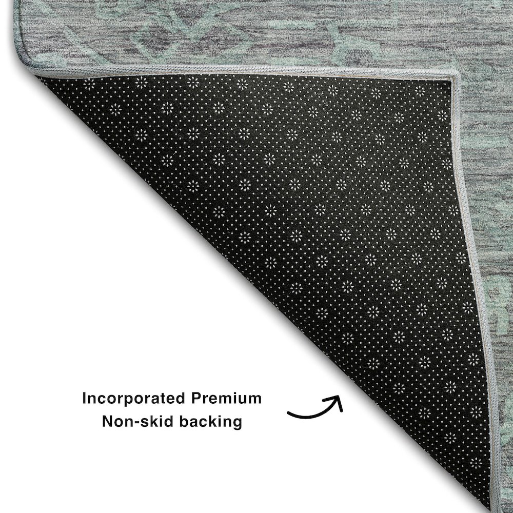 Premium Machine Washable Mayfield AMF1111 Teal 9' x 12' Rug. Picture 2