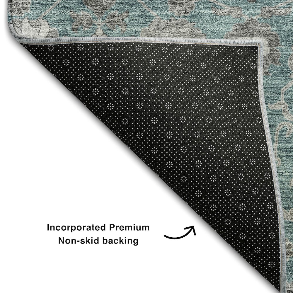 Premium Machine Washable Mayfield AMF1155 Teal 9' x 12' Rug. Picture 2