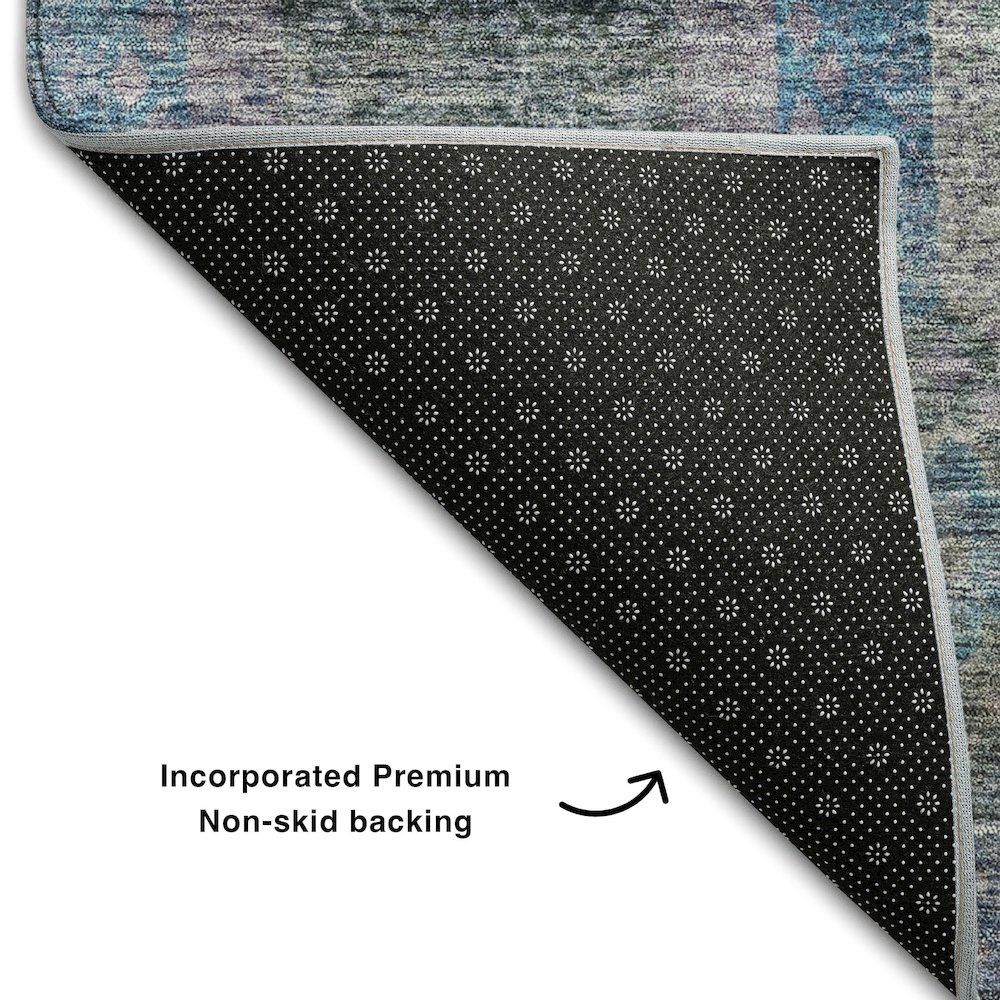 Premium Machine Washable Mayfield AMF1221 Blue 9' x 12' Rug. Picture 2