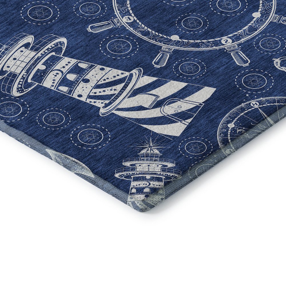Premium Machine Washable Mayfield  Navy 9' x 12' Rug. Picture 3
