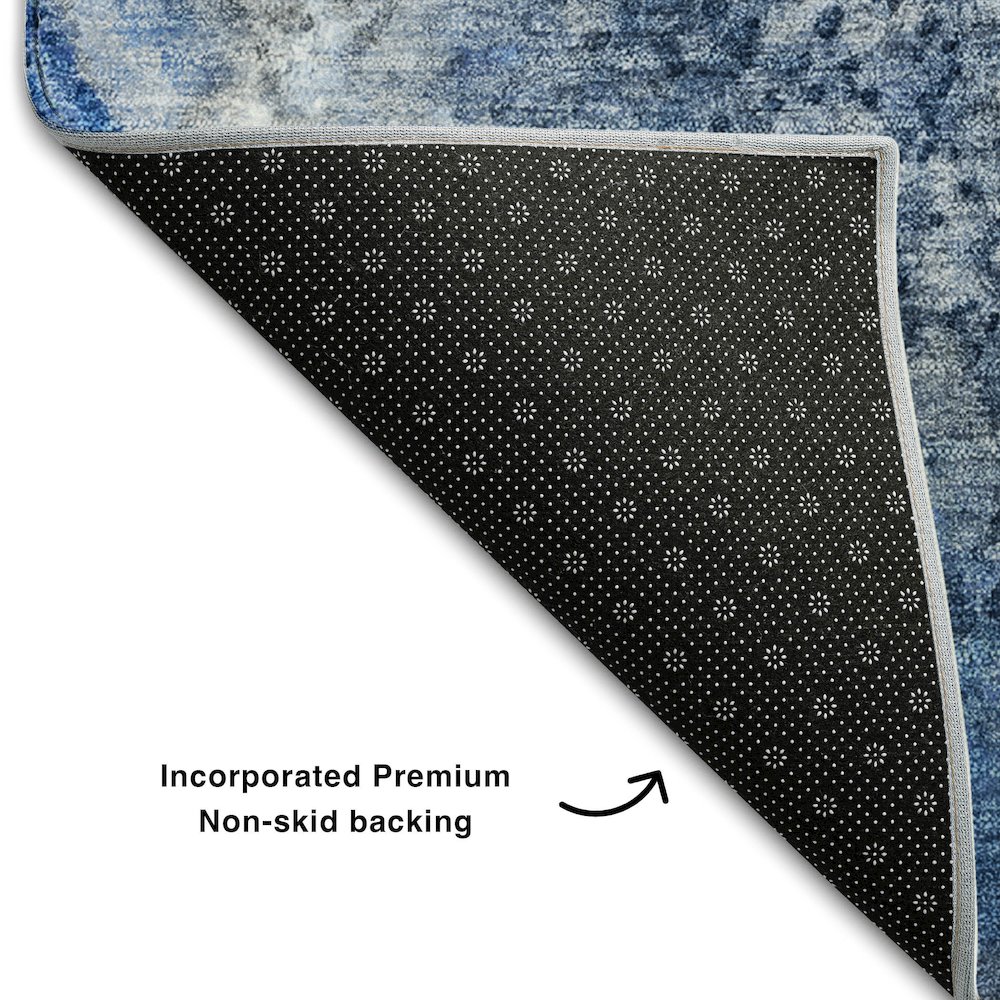 Premium Machine Washable Mayfield  Navy 9' x 12' Rug. Picture 2