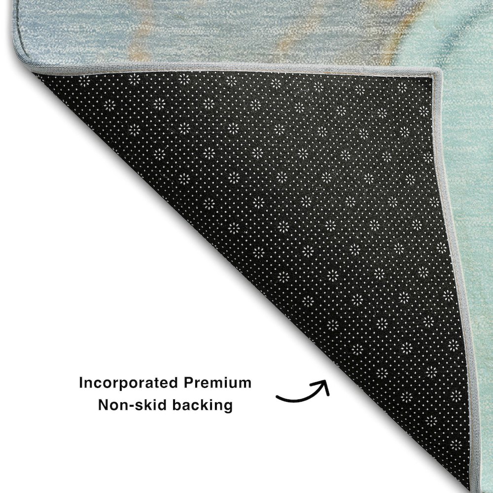 Premium Machine Washable Mayfield  Teal 9' x 12' Rug. Picture 2