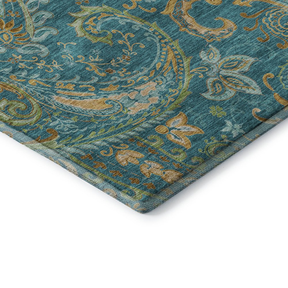 Premium Machine Washable Mayfield  Teal 9' x 12' Rug. Picture 3
