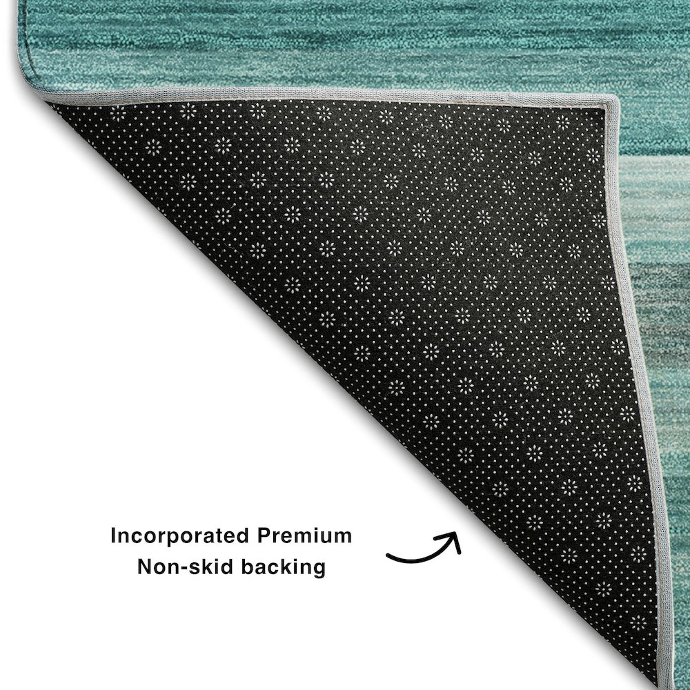 Premium Machine Washable Mayfield  Teal 9' x 12' Rug. Picture 2