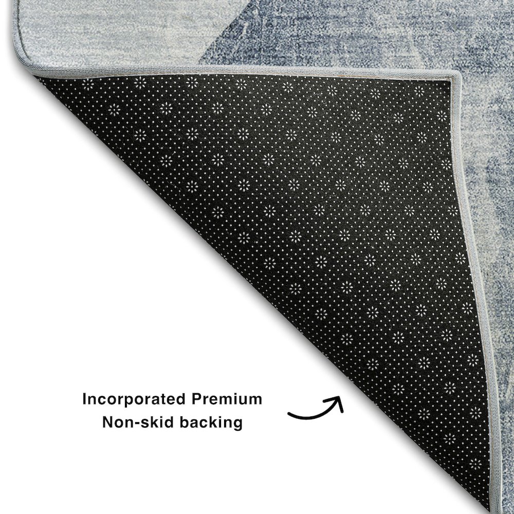 Premium Machine Washable Mayfield  Blue 9' x 12' Rug. Picture 2