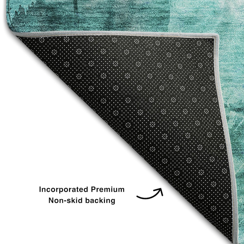 Premium Machine Washable Mayfield  Teal 9' x 12' Rug. Picture 2
