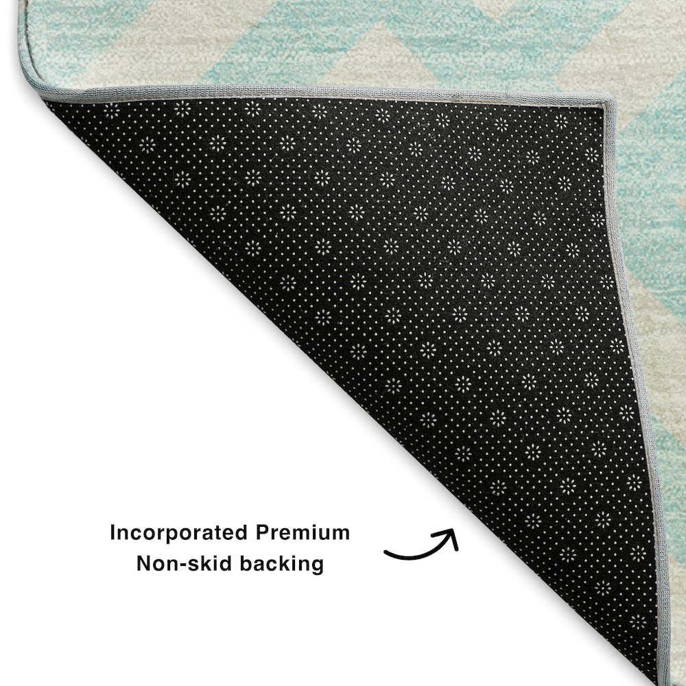 Premium Machine Washable Mayfield  Aqua 9' x 12' Rug. Picture 2