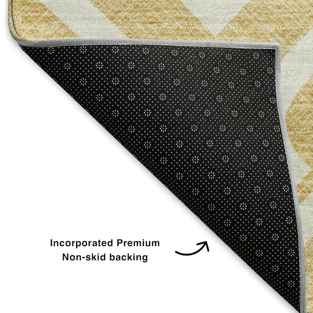 Premium Machine Washable Mayfield  Gold 9' x 12' Rug. Picture 2