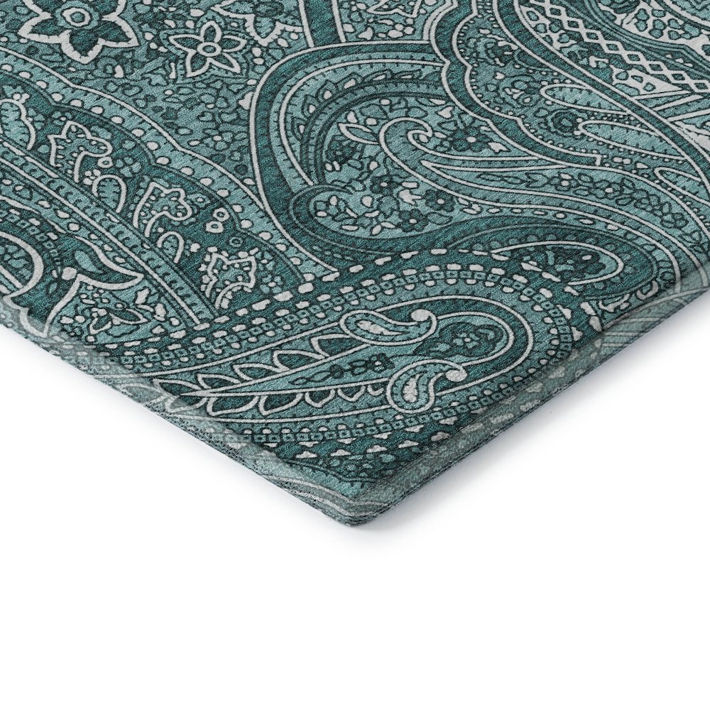 Premium Machine Washable Mayfield  Teal 9' x 12' Rug. Picture 3