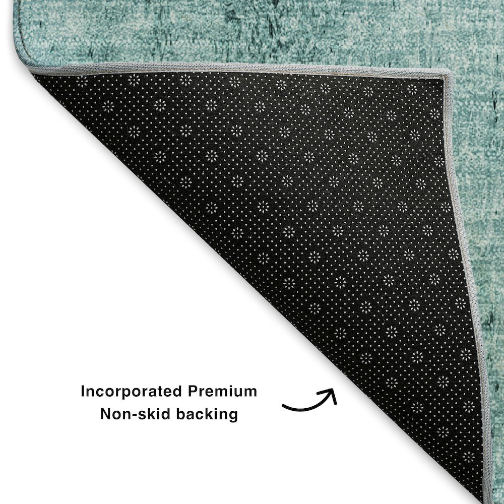 Premium Machine Washable Mayfield  Teal 9' x 12' Rug. Picture 2
