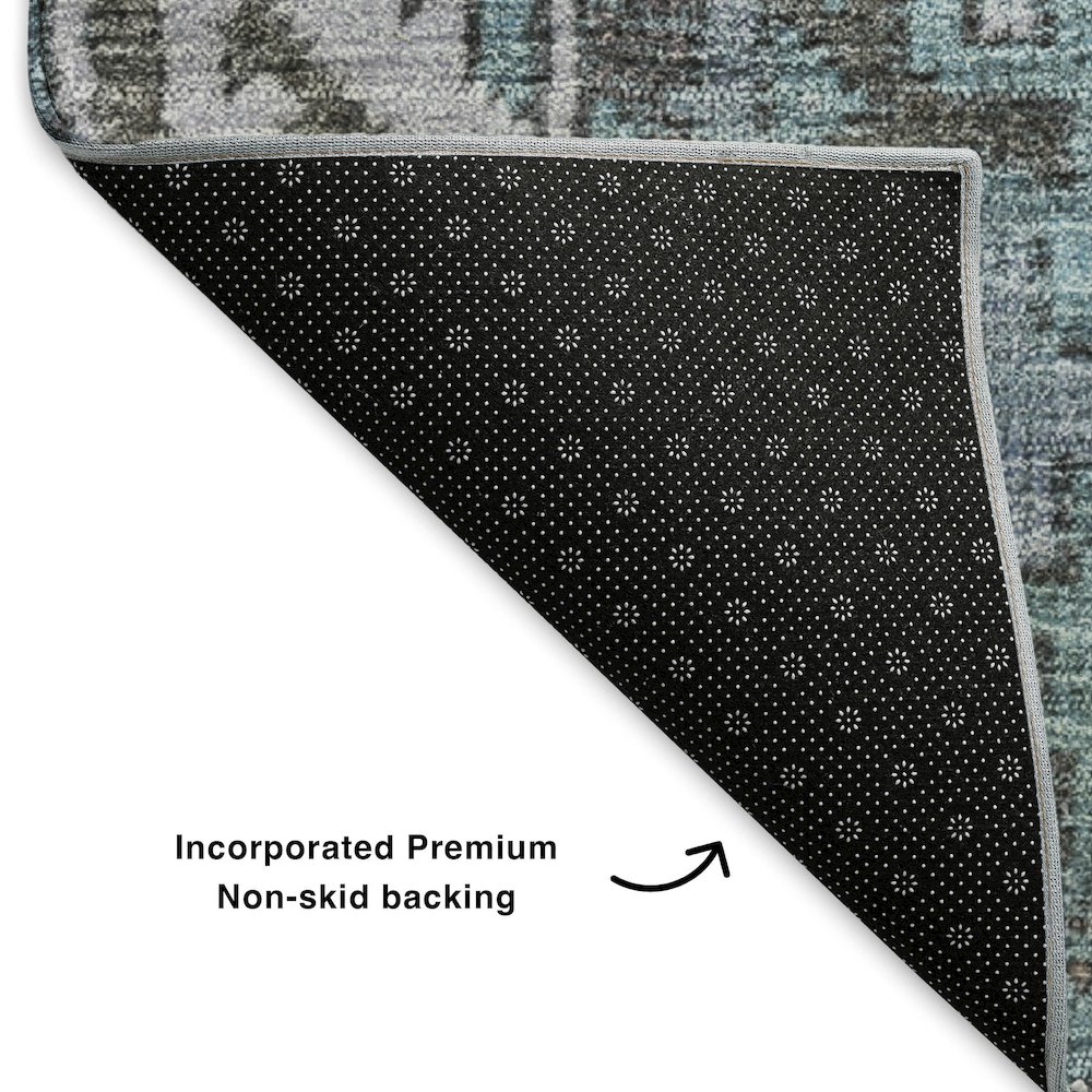 Premium Machine Washable Mayfield  Teal 9' x 12' Rug. Picture 2