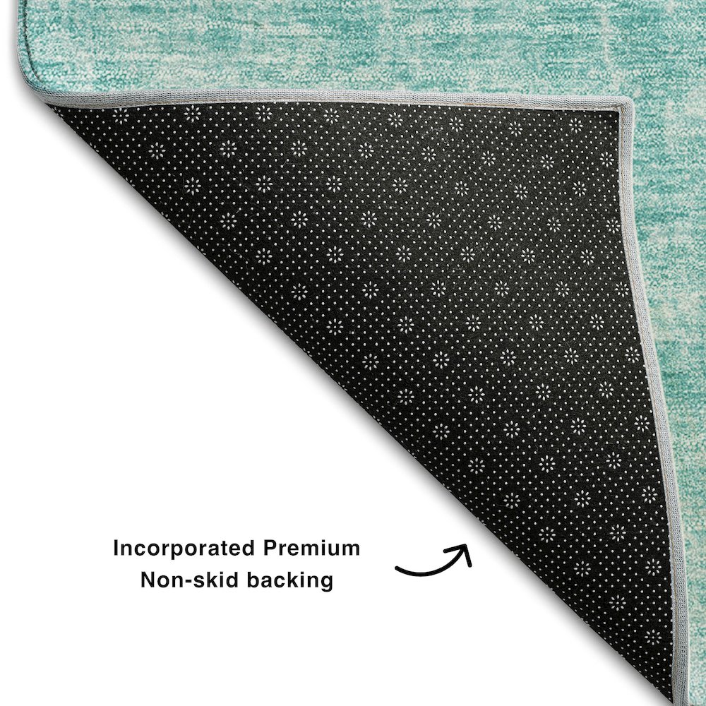 Premium Machine Washable Mayfield AMF656 Teal 9' x 12' Rug. Picture 2