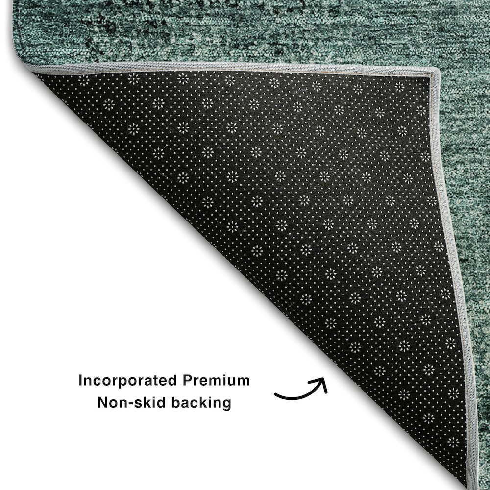 Premium Machine Washable Mayfield AMF667 Teal 9' x 12' Rug. Picture 2