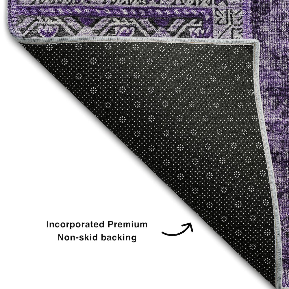 Premium Machine Washable Mayfield AMF669 Eggplant 9' x 12' Rug. Picture 2