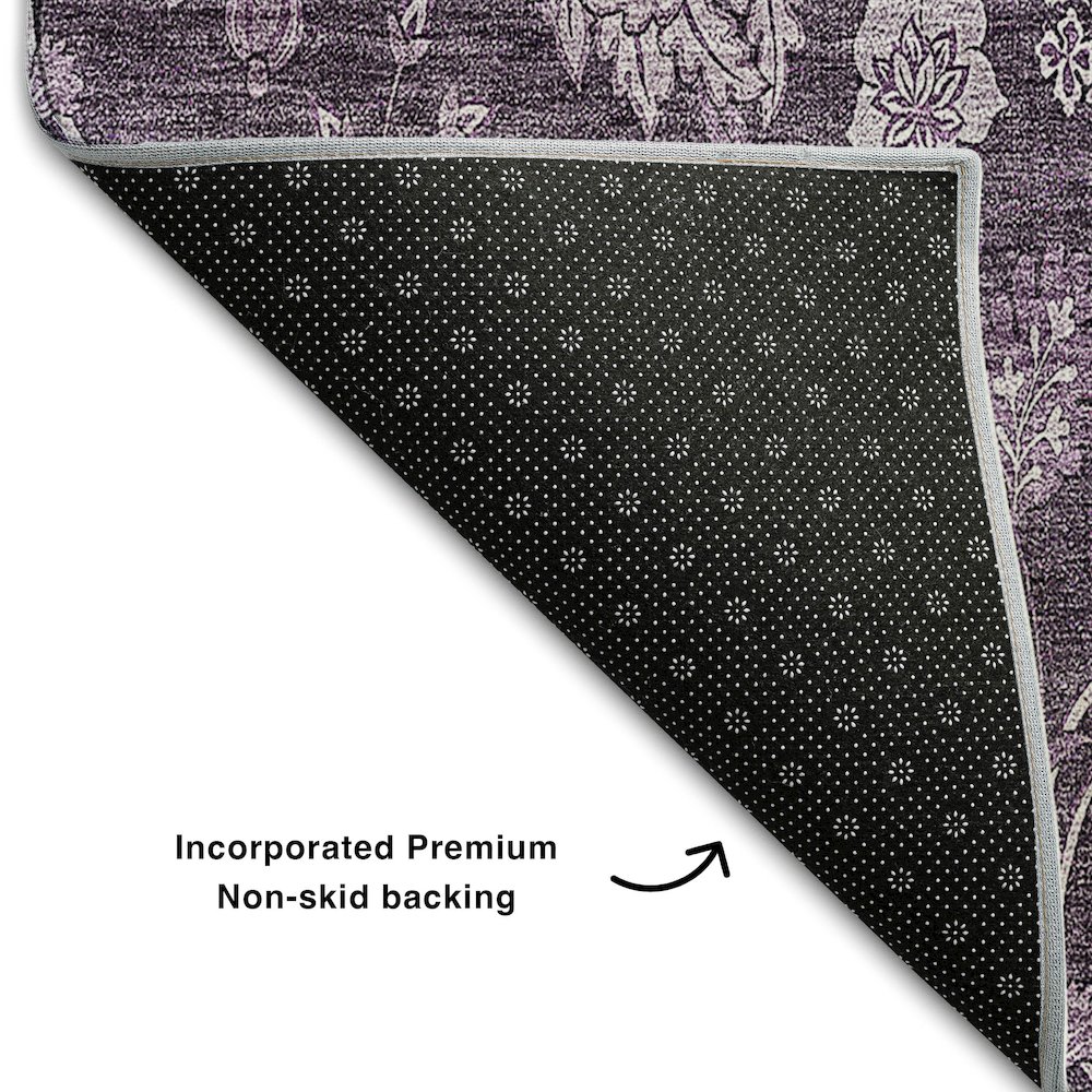 Premium Machine Washable Mayfield AMF680 Plum 9' x 12' Rug. Picture 2