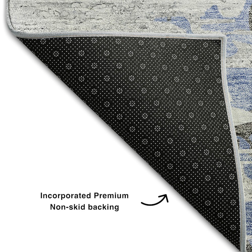 Premium Machine Washable Mayfield AMF704 Blue 9' x 12' Rug. Picture 2